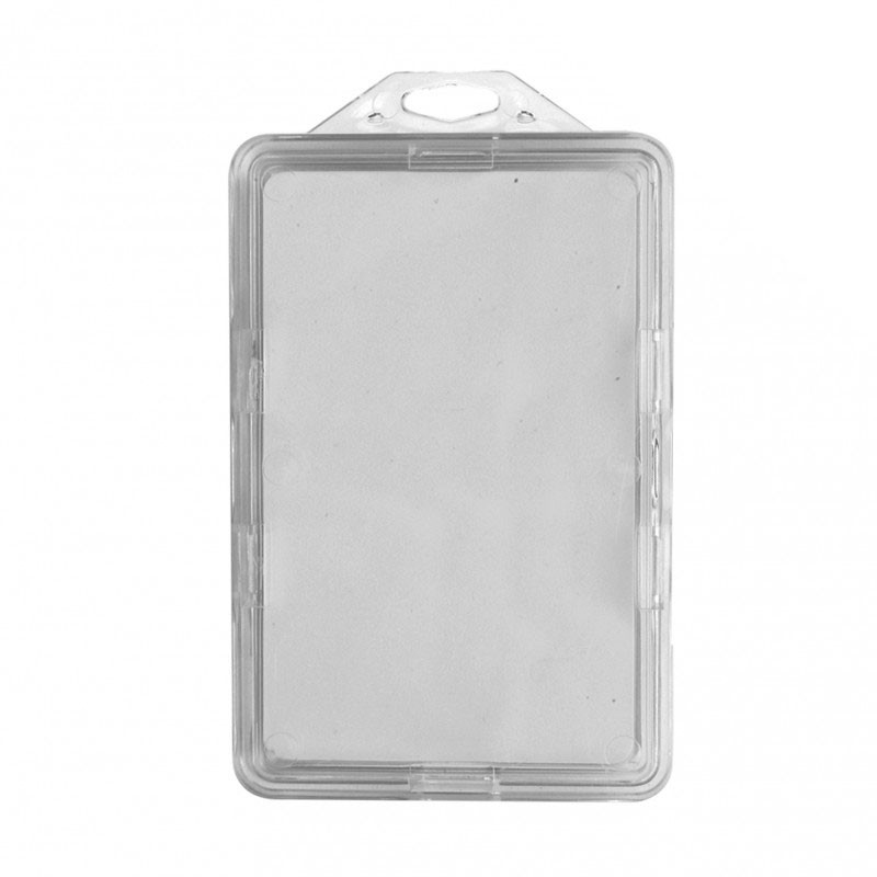 Porte badge rigide sécuritaire vertical transparent format CR 80