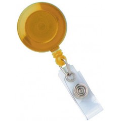 Enrouleur attache-badge en plastique avec lanière et clip, orange, lot de 25