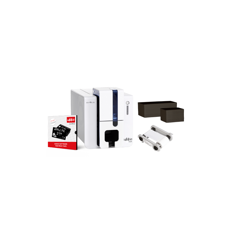 Pack imprimante de cartes Evolis Edikio Price Tag Flex, simple face, USB, Ethernet