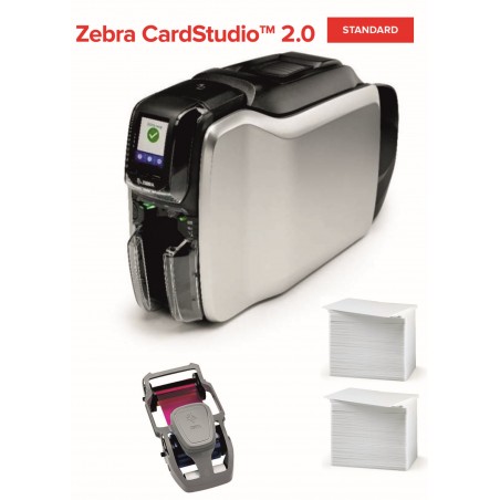 Imprimante de cartes Zebra ZC300, double face, USB, Ethernet, écran LCD, pack