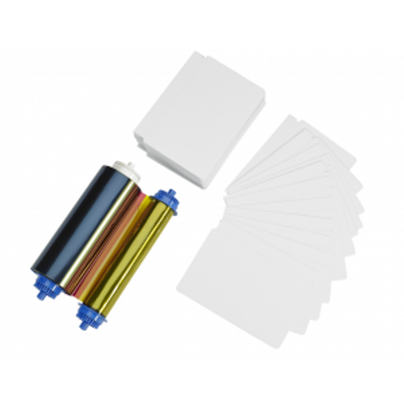 Media kit ruban couleur pour Zebra ZC10L, ruban YMCO 400 faces+400 cartes pvc, 24 mil