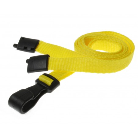 Cordon tour de cou, largeur 10 mm, jaune, avec mousqueton plastique