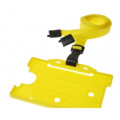 Cordon tour de cou, largeur 10 mm, jaune, avec mousqueton plastique