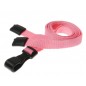 Cordon tour de cou, largeur 10 mm, rose, avec mousqueton plastique