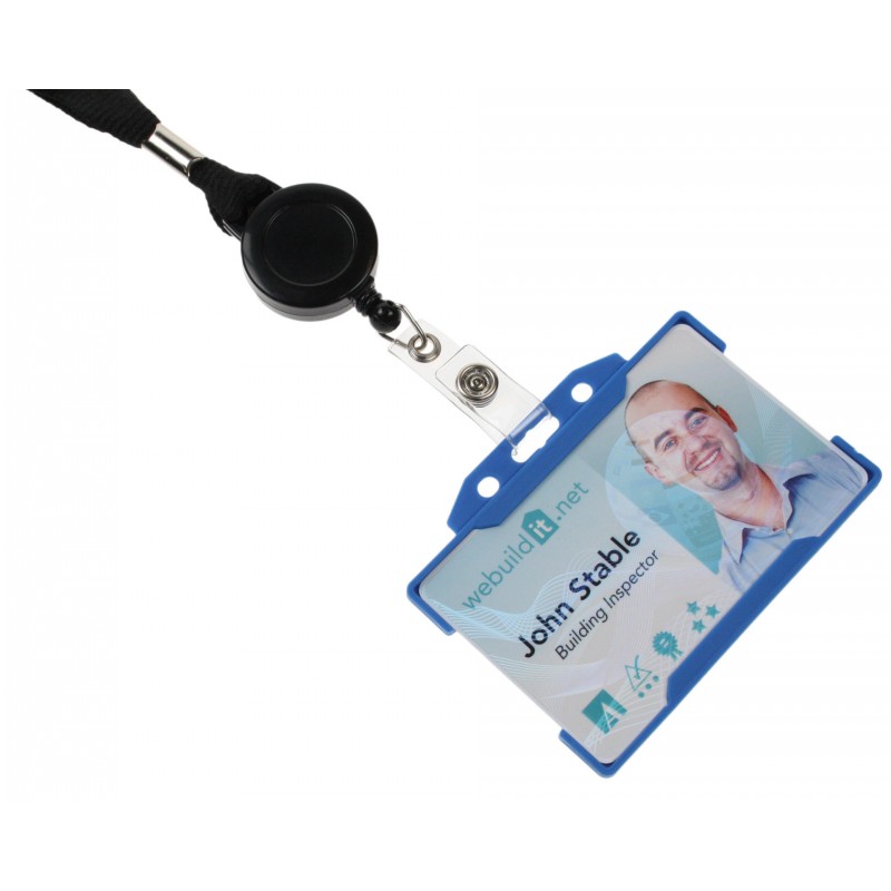 Cordon tour de cou pour badge d'identification - Noir 10mm