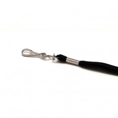 Cordon tour de cou, largeur 12 mm, noir, avec mousqueton métal simple