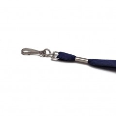 Cordon tour de cou, largeur 12 mm, bleu marine, avec mousqueton métal simple