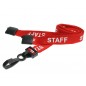 Cordon tour de cou pré-imprimé "Staff", largeur 15 mm, rouge, avec mousqueton plastique