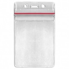 Porte-badge souple, hermétique, avec zip étanche, vertical, transparent, format insert max 70 x 92 mm, lot de 100