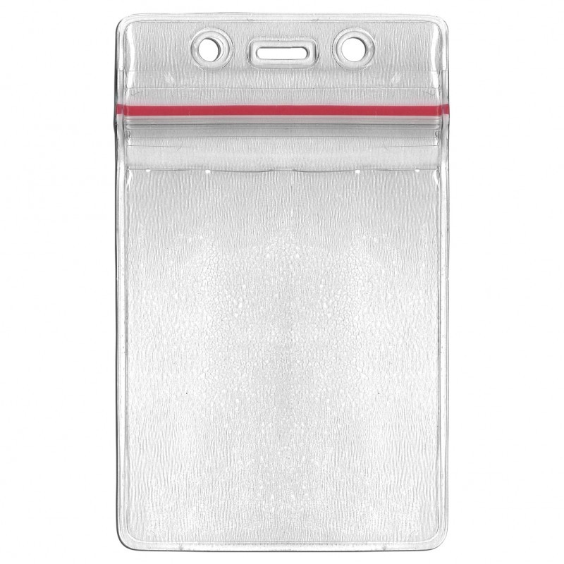 Porte-badge souple, hermétique, avec zip étanche, vertical, transparent, format insert max 70 x 92 mm, lot de 100