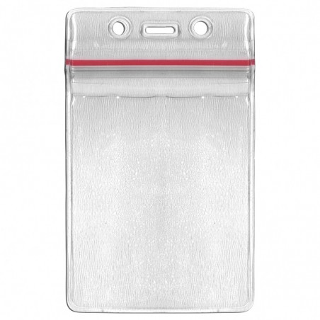 Porte-badge souple, hermétique, avec zip étanche, vertical, transparent, format insert max 70 x 92 mm, lot de 100