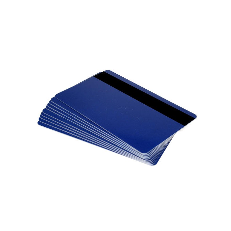 Cartes PVC, CR-80, bleu, avec piste HiCo, 30 mil, lot de 100