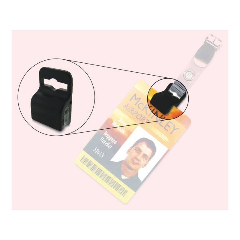 Pince attache-badge plastique, noir, lot de 25