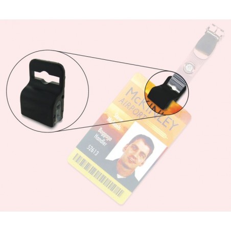 Pince attache-badge plastique, noir, lot de 25