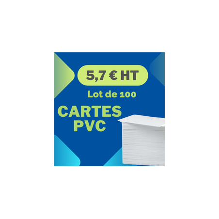 Cartes PVC haute qualité, CR-80, 30 mil, blanc, lot de 100