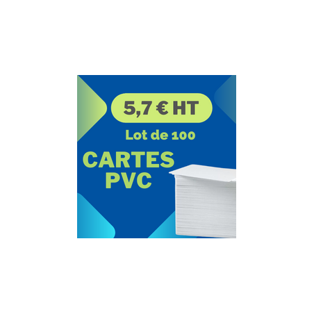 Cartes PVC haute qualité, CR-80, blanc, lot de 100