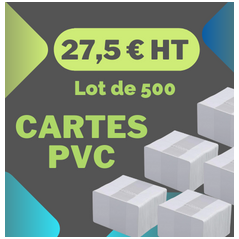 Cartes PVC haute qualité, CR-80, 30 mil, blanc, lot de 500