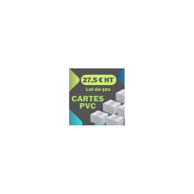 Cartes PVC haute qualité, CR-80, 30 mil, blanc, lot de 500