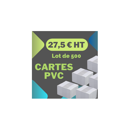 Cartes PVC haute qualité, CR-80, 30 mil, blanc, lot de 500