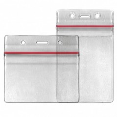 Porte-badge souple, hermétique, avec zip étanche, vertical, transparent, format insert CR-80, lot de 50