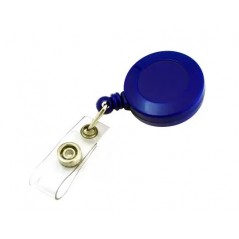 Enrouleur attache-badge en plastique avec lanière et clip, bleu marine, lot de 20
