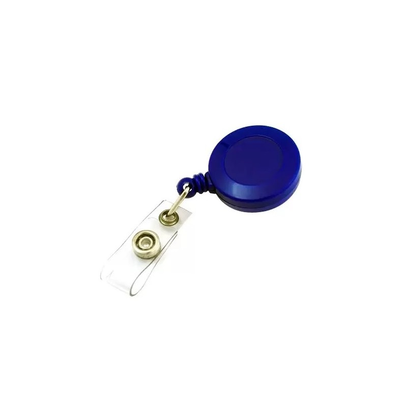 Enrouleur attache-badge en plastique avec lanière et clip, bleu marine, lot de 20