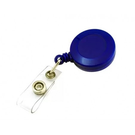 Enrouleur attache-badge en plastique avec lanière et clip, bleu marine, lot de 50