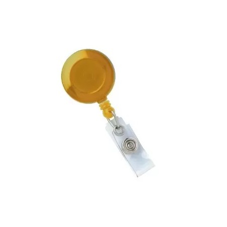 Enrouleur attache-badge en plastique avec lanière et clip, orange, lot de 25