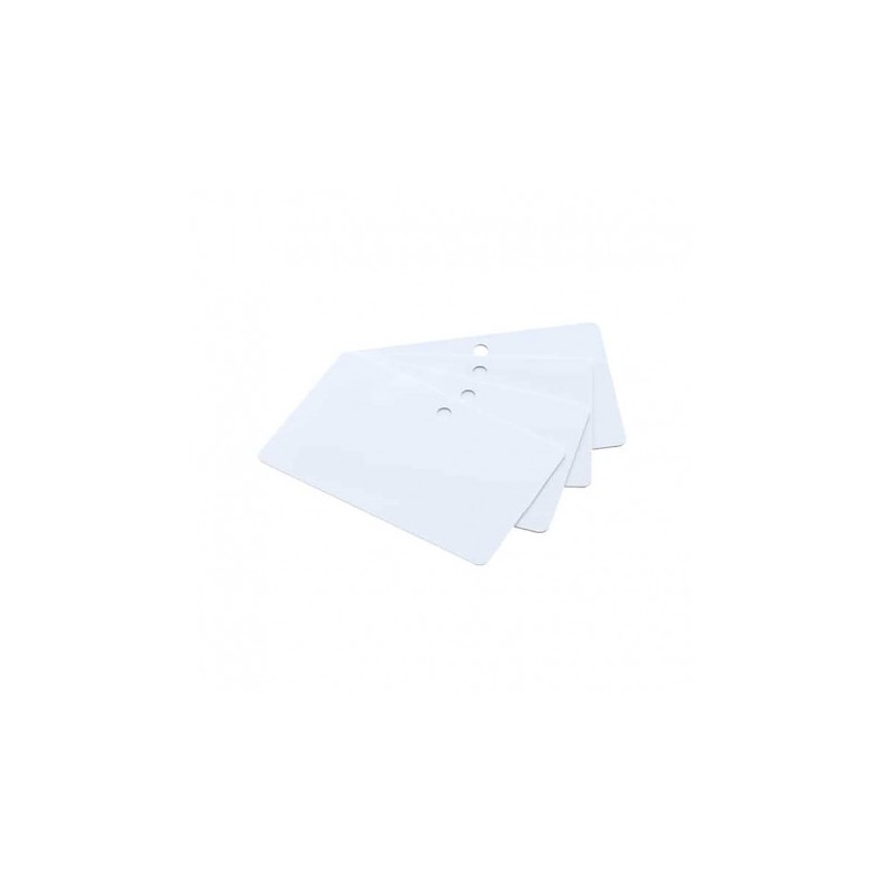 Cartes PVC, CR-80, blanc, avec perforation, orientation horizontale, 20 mil, lot de 500