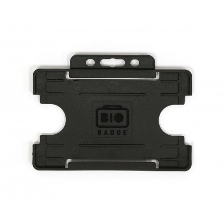 Porte-badge rigide, ouvert, horizontal, pour 1 carte, noir, CR-80 (86 x 54 mm), plastic recyclé, lot de 100