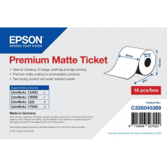 Rouleau d'étiquettes continu Epson Premium Matte, 80 mm x 50 m, non adhésif