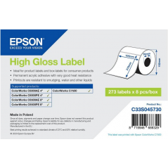 Rouleau d'étiquettes adhésives pré-découpées Epson High Gloss, 105 mm x 210 mm, 273 étiquettes