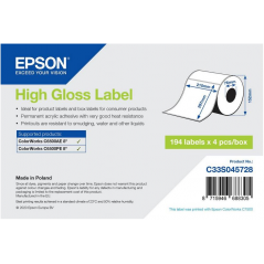 Rouleau d'étiquettes adhésives pré-découpées Epson High Gloss, 210 mm x 297 mm, 194 étiquettes