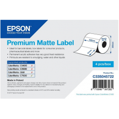 Rouleau d'étiquettes adhésives pré-découpées Epson Premium Matte, 102 mm x 51 mm, 2310 étiquettes