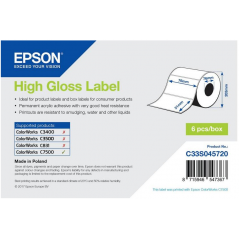 Rouleau d'étiquettes adhésives pré-découpées Epson High Gloss, 76 mm x 51 mm, 2310 étiquettes