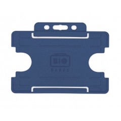 Porte-badge rigide, ouvert, horizontal, pour 1 carte, bleu marine foncé, CR-80 (86 x 54 mm), plastic recyclé, lot de 100