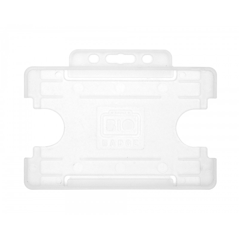 Porte-badge rigide, ouvert, horizontal, pour 1 carte, translucide, CR-80 (86 x 54 mm), plastic recyclé, lot de 100